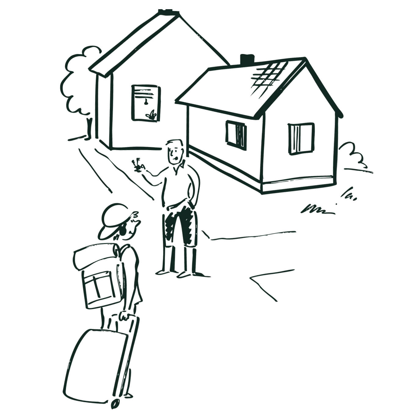 Illustrasjon av en person som leier ut utleiedel til ung person